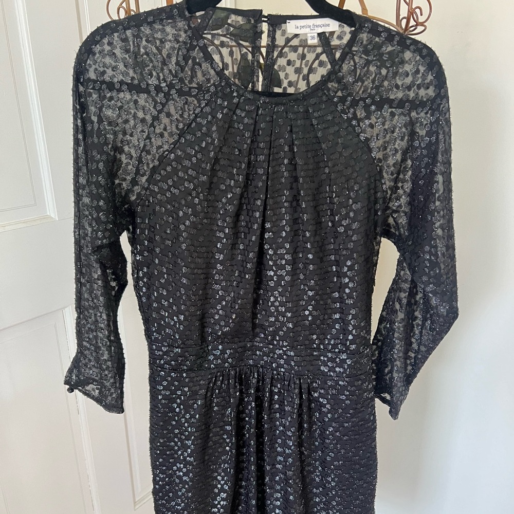 La Petite Francais black shimmer party dress.